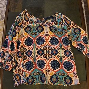 Colorful top by Blue Rain Size M with button back